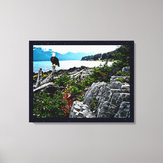 アラスカ沿岸のハゲのワシ キャンバスプリント (正面)