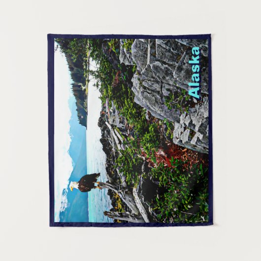 アラスカ沿岸のハゲのワシ タペストリー (正面)