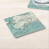 アラスカ沿岸地図コースター スクエアペーパーコースター (アングル)