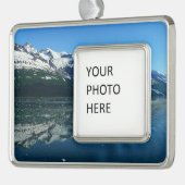 アラスカ海岸線美しい自然写真 シルバープレートフレームオーナメント (左)