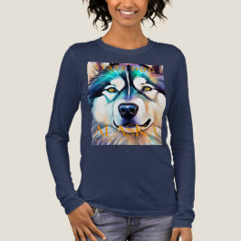アラスカ準州の犬 マラミュート・アート・ポートレート トライブレンドTシャツ
