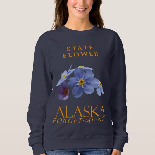 アラスカ準州の花 ブルー フォーゲットミー-not スウェットシャツ (正面)