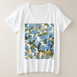 アラスカ準州の花、芸術的なワスレナグサ プラスサイズTシャツ