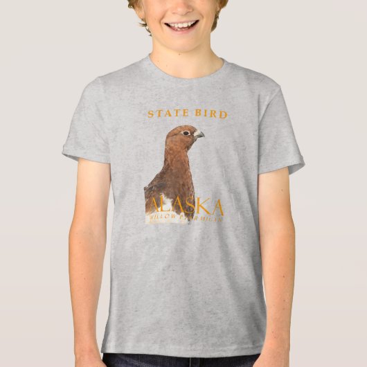 アラスカ準州の鳥 シロハラライチョウ トライブレンドTシャツ (正面)