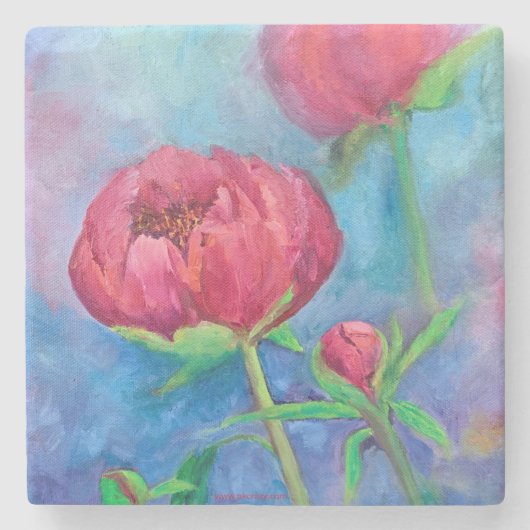 アラスカ牡丹大理石コースター ストーンコースター (正面)