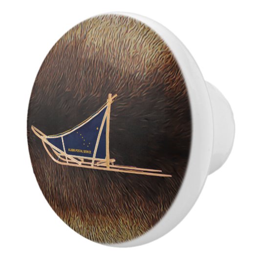 アラスカ犬ぞり郵便切手 セラミックノブ (右)