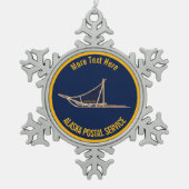 アラスカ犬ぞり郵便運送業者 スノーフレークピューターオーナメント (正面)