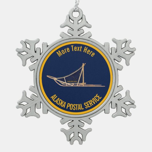 アラスカ犬ぞり郵便運送業者 スノーフレークピューターオーナメント (正面)
