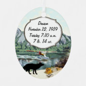 アラスカ男の赤ちゃんフューチャーパイロット誕生記録 メタルオーナメント (正面)