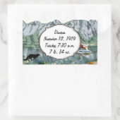 アラスカ男の赤ちゃん誕生記録 長方形シール (バッグ)