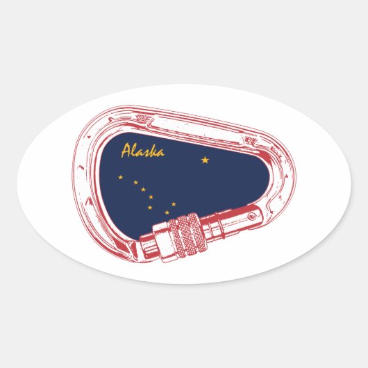 アラスカ登山カラビナー 楕円形シール (正面)