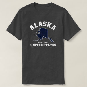 アラスカ米国米国東部標準時刻。 1959愛国心が強い旗のTシャツ Tシャツ