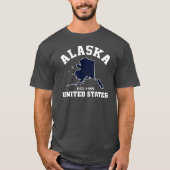 アラスカ米国米国東部標準時刻。 1959愛国心が強い旗のTシャツ Tシャツ (正面)