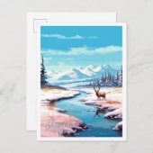 アラスカ統一された州ヴィンテージ旅行イラストレーション ポストカード (正面/裏面)