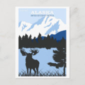 アラスカ自然ムースブルーヴィンテージ旅行ポスター ポストカード (正面)