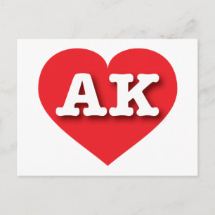 アラスカ赤いハート- I love AK ポストカード