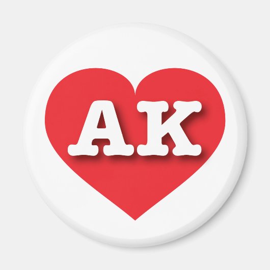 アラスカ赤いハート- I love AK マグネット (正面)