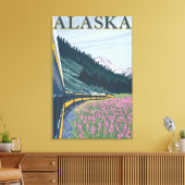 アラスカ鉄道と消防ヴィンテージ旅行 キャンバスプリント (インサイチュ (リビング))