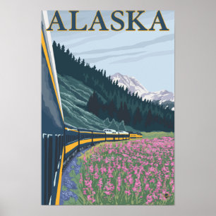 アラスカ鉄道と消防ヴィンテージ旅行 ポスター