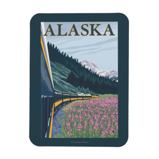 アラスカ鉄道と消防ヴィンテージ旅行 マグネット (縦)