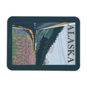 アラスカ鉄道と消防ヴィンテージ旅行 マグネット (横)