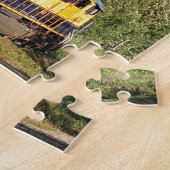 アラスカ鉄道の機関車と山 ジグソーパズル (側面)