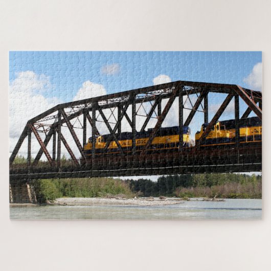 アラスカ鉄道の機関車と橋 ジグソーパズル (横)