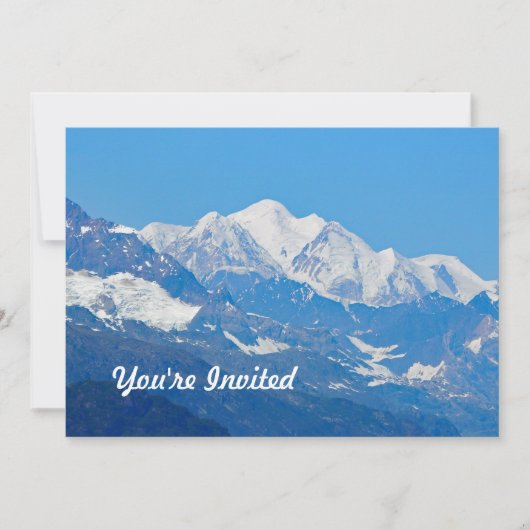 アラスカ雪山写真誕生日 招待状 (正面)
