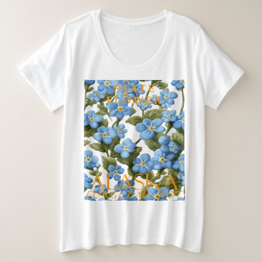 アラスカ領芸術的忘れの花 プラスサイズTシャツ (デザイン正面)