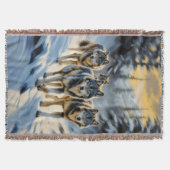 アラスカ風景野生ウルフパック冬のシーン スローブランケット (正面)