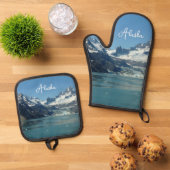 アラスカ食べ物を与え氷河水域 鍋つかみ&鍋敷きセット (トップダウン)