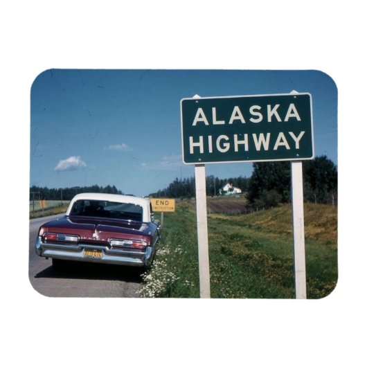 アラスカ高速道路標識1962ヴィンテージ マグネット (横)