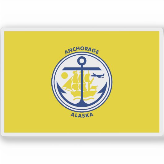 アラスカ，アンカレッジ国旗 シール (正面)