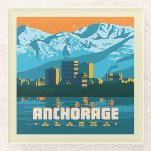 アラスカ，アンカレッジ ガラスコースター (正面)