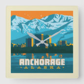 アラスカ，アンカレッジ スクエア壁時計 (正面)