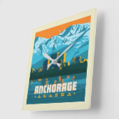 アラスカ，アンカレッジ スクエア壁時計 (傾斜)