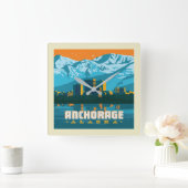 アラスカ，アンカレッジ スクエア壁時計 (ホーム)