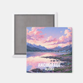 アラスカ，アンカレッジ マグネット (正面/裏面)