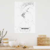 アラスカ、アンカレッジ（白に黒） ポスター (キッチン)