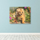 アラスカ,カナダのリンクス・キッテン キャンバスプリント (インサイチュ (ウッドフロア))