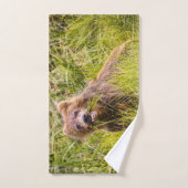 アラスカ，グリズリーキュブ放牧 バスタオルセット (ハンドタオル)