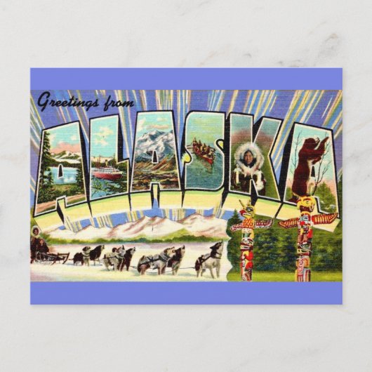 アラスカ グリーティング レトロ ポストカード (正面)