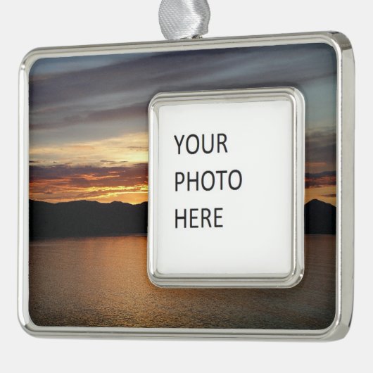 アラスカ・サンセットII美しいアラスカ写真 シルバープレートフレームオーナメント (左)