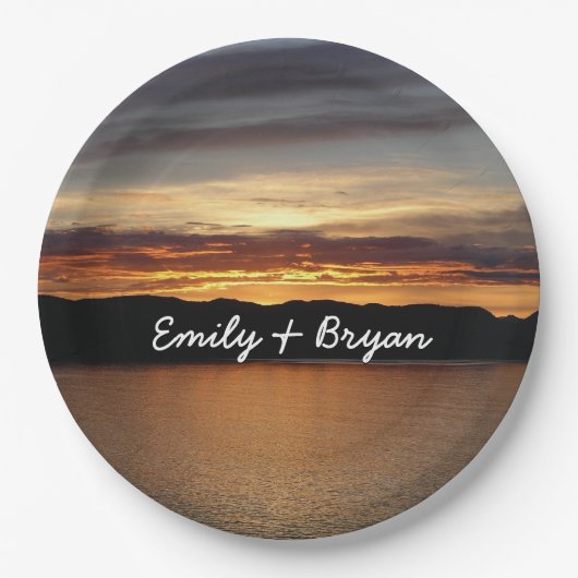 アラスカ・サンセットII美しいアラスカ写真 ペーパープレート (正面)