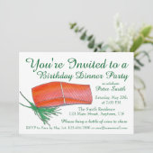 アラスカ サーモン Seafood 誕生日 ディナー パーティー 招待状 (スタンド正面)