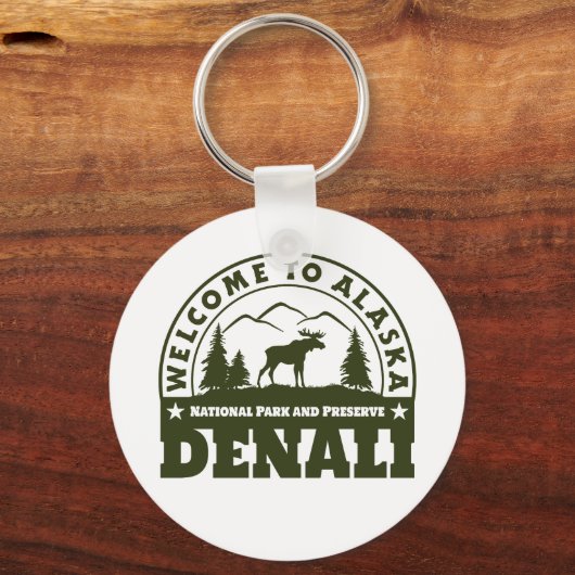 アラスカ。デナリ国立公園と保護区 キーホルダー (正面)