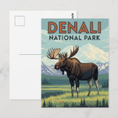 アラスカ デナリ国立公園のヘラジカ ビンテージ ポストカード (正面/裏面)