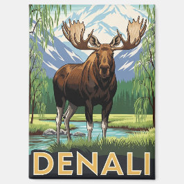 アラスカ デナリ国立公園のヘラジカ ビンテージ マグネット