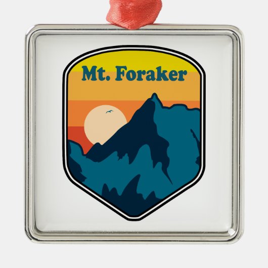 アラスカ フォーレイカー山 朝焼け メタルオーナメント (正面)