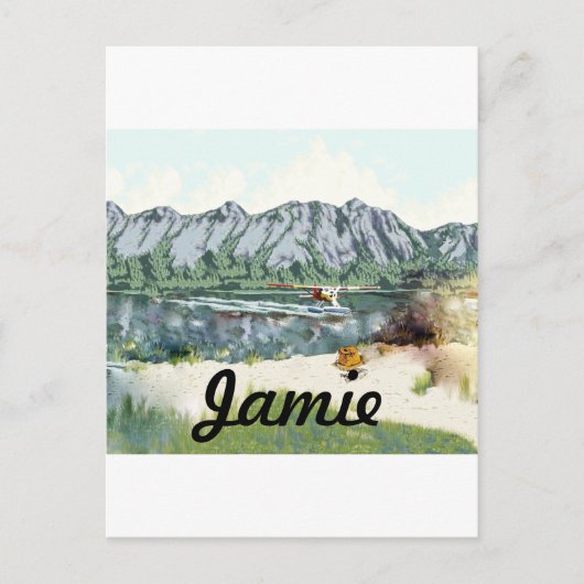 アラスカ ブッシュ プレーン 釣り旅行 ポストカード (正面)